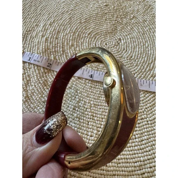 Vintage Women's Nelsonic Antimagnetic Handwind Mechanical Bangle‎ Watch Maroon - Picture 13 of 13